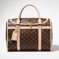 Louis Vuitton Keepall, Monogram canvas weekender, front view with vachetta handles and luggage tag