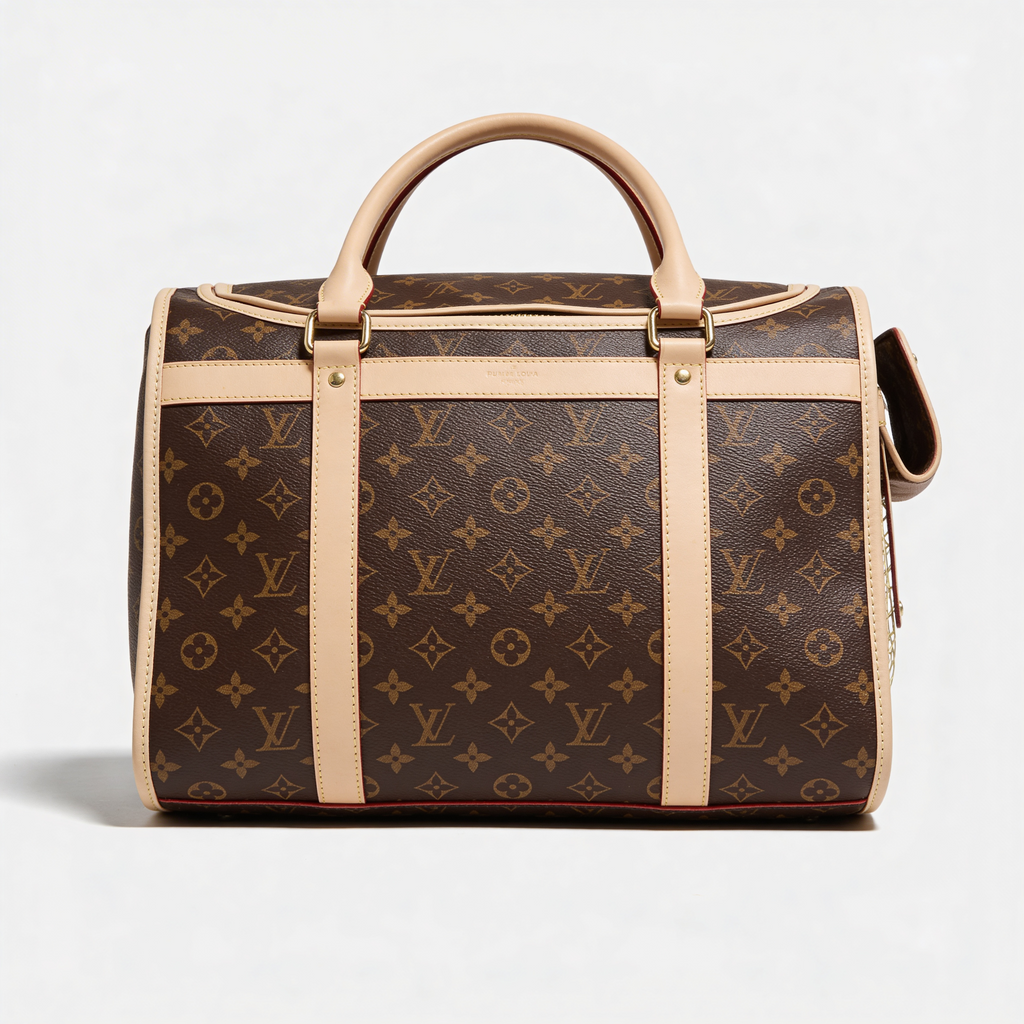 Louis Vuitton Keepall, Monogram canvas, alternate angle showing brass padlock