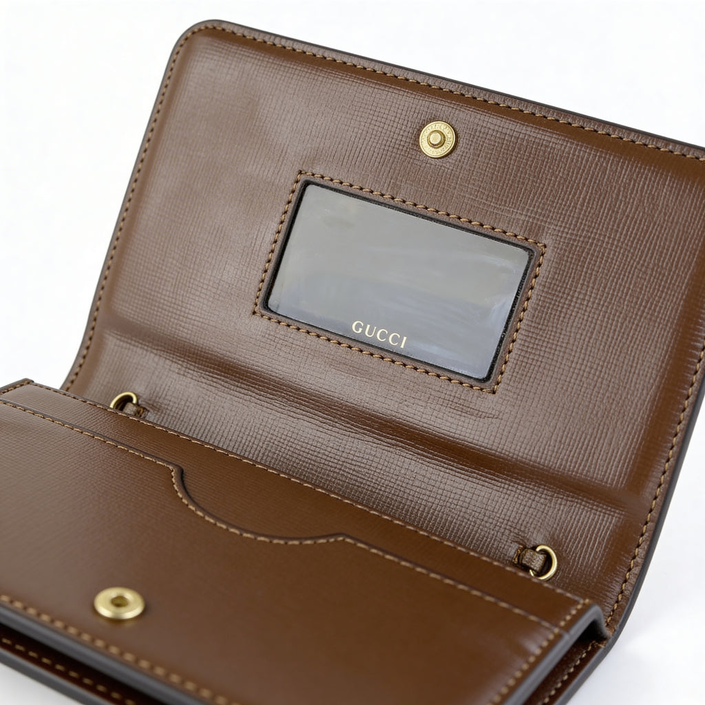 Omyra Heritage Horsebit Mini Shoulder Bag — Beige Monogram Canvas & Gold Chain