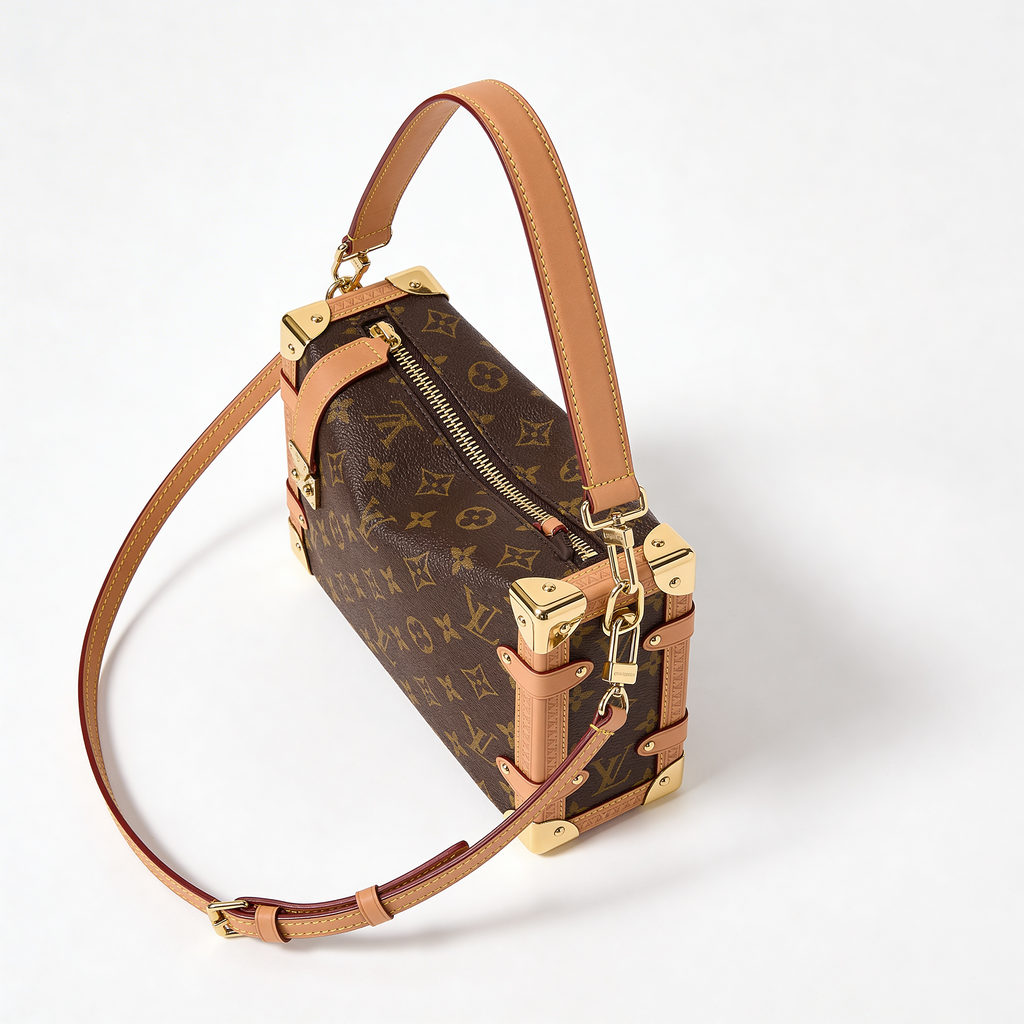 Heritage Trunk Mini Bag — Brown Monogram Canvas with Tan Leather Trim
