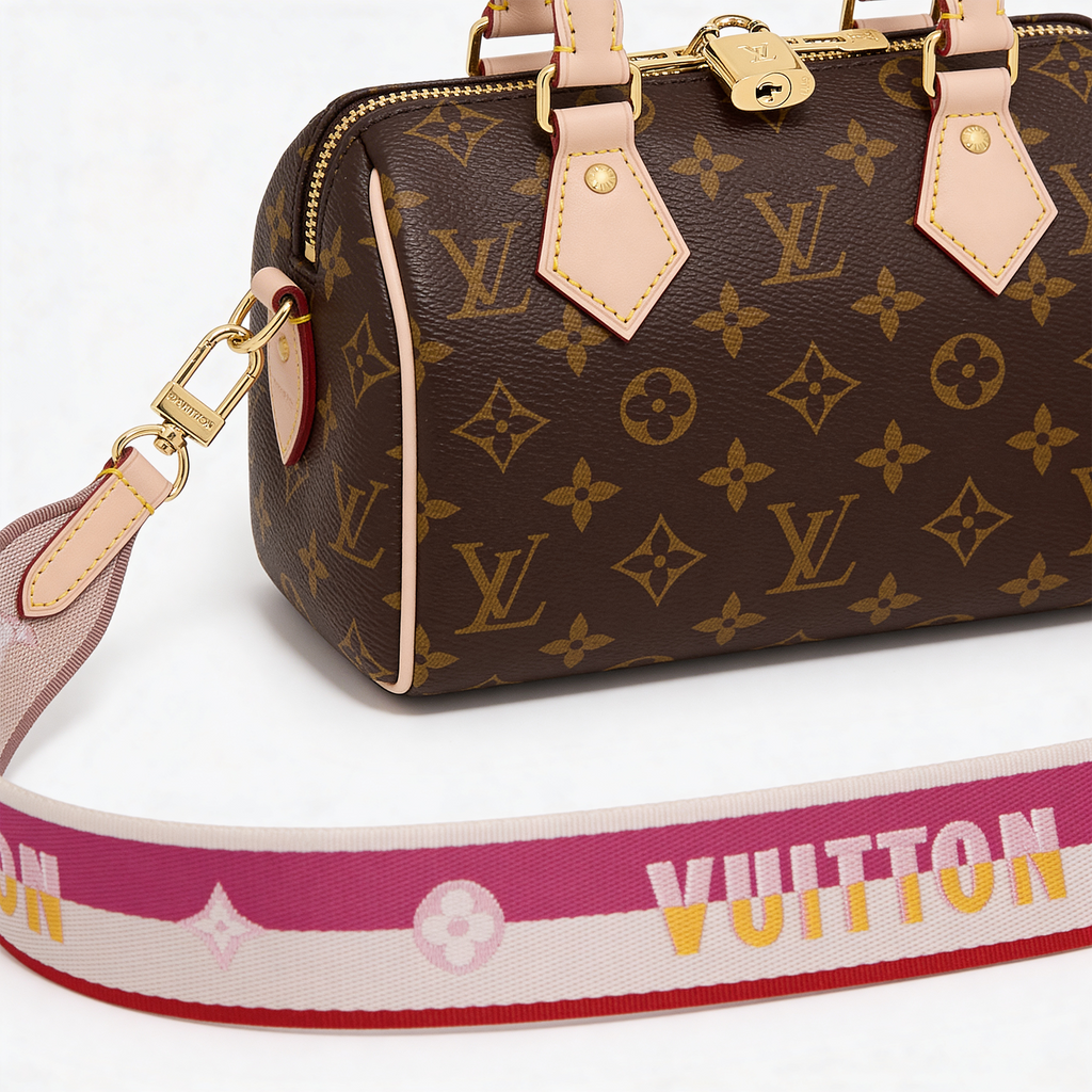 Louis Vuitton Speedy, Monogram canvas, side view on pure-white