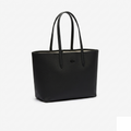 Lacoste Anna Reversible Tote, black coated petit-piqué canvas, front view on pure-white
