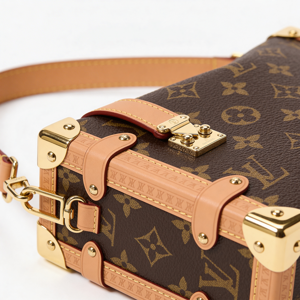 Heritage Trunk Mini Bag — Brown Monogram Canvas with Tan Leather Trim