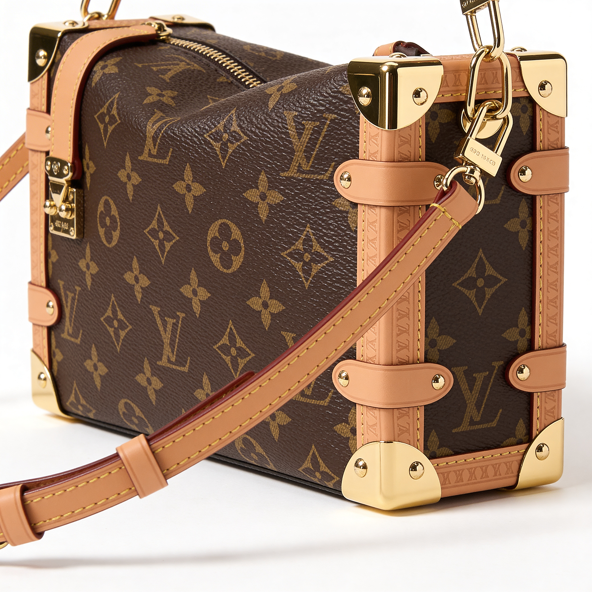 Heritage Trunk Mini Bag — Brown Monogram Canvas with Tan Leather Trim