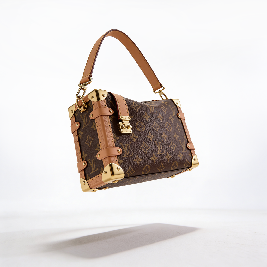 Heritage Trunk Mini Bag — Brown Monogram Canvas with Tan Leather Trim